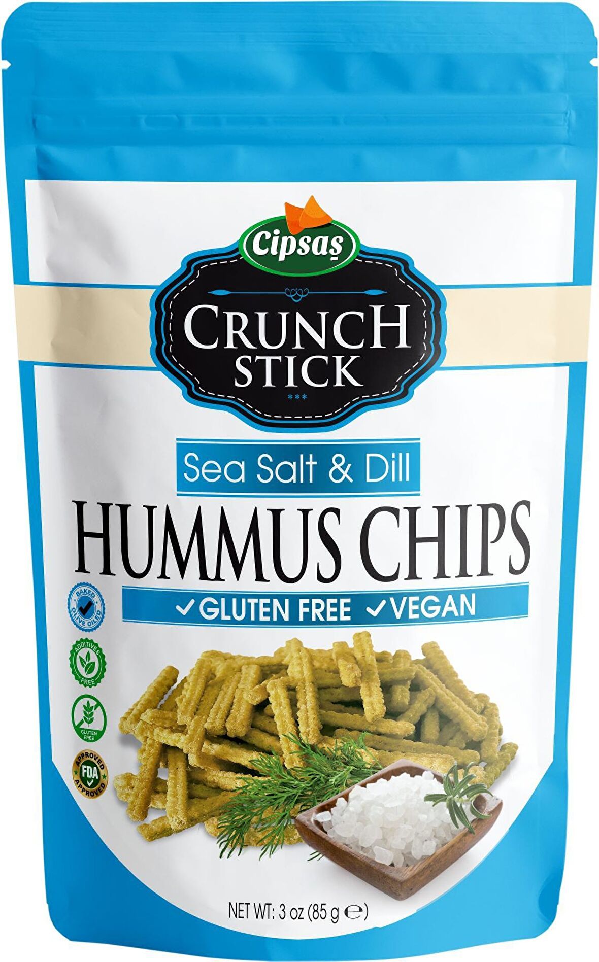 Deniz Tuzlu ve Dereotlu Vegan Glütensiz Fırınlanmış Nohut Cipsi (Hummus Chips)