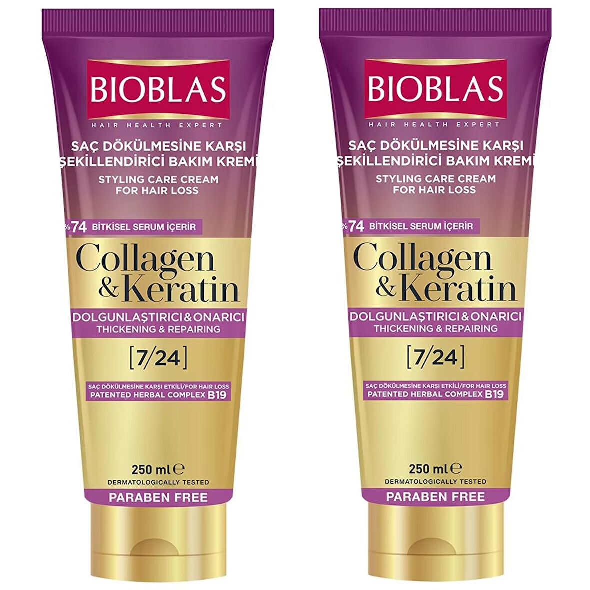 Bioblas Collagen Ve Keratin Saç Dökülmesine Karşı Şekillendirici Bakım Kremi 250 ml 2 ADET