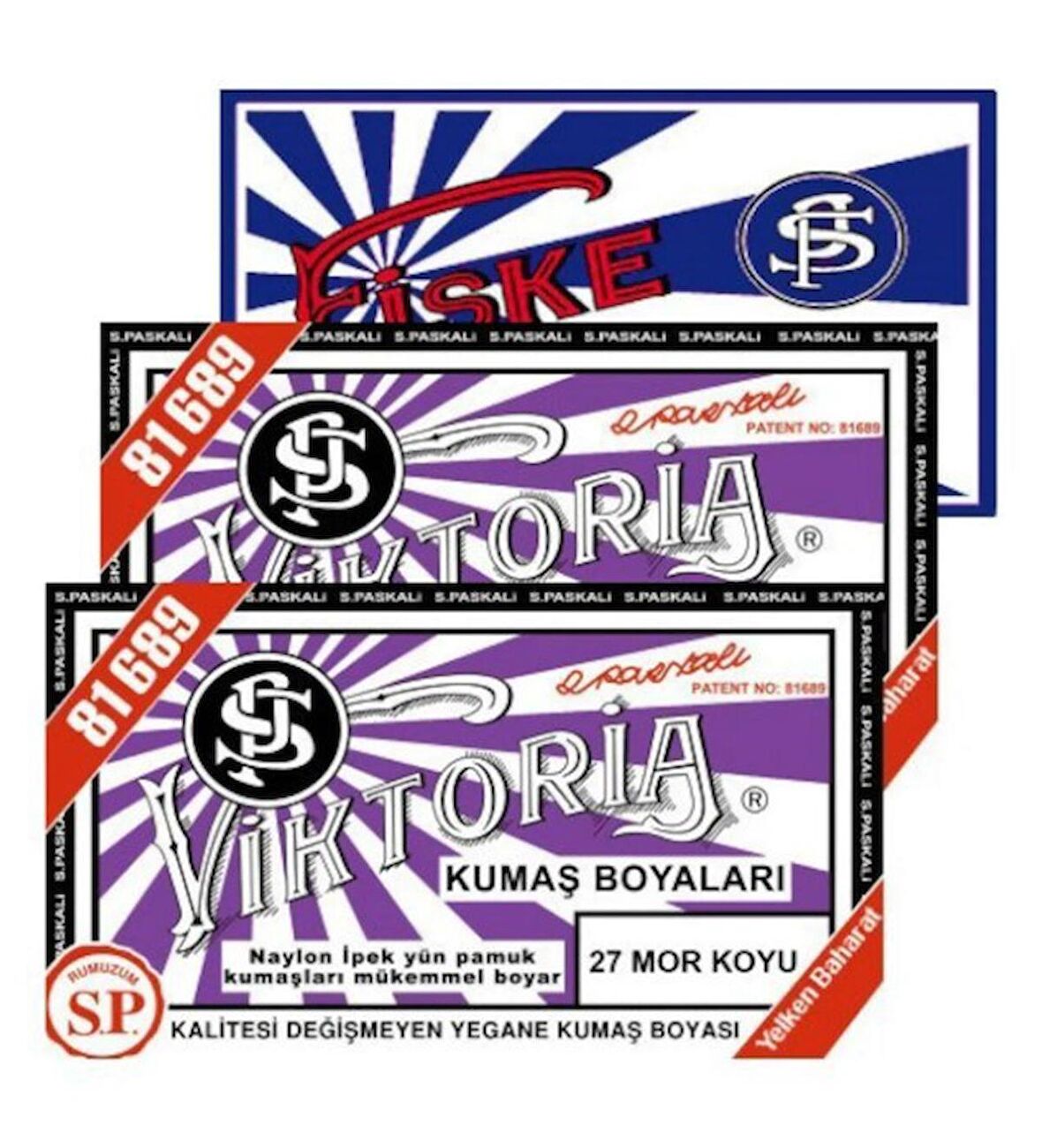 Viktoria Kumaş Boyası 2 Adet Koyu Mor 1 Adet Sabitleyici Fiske