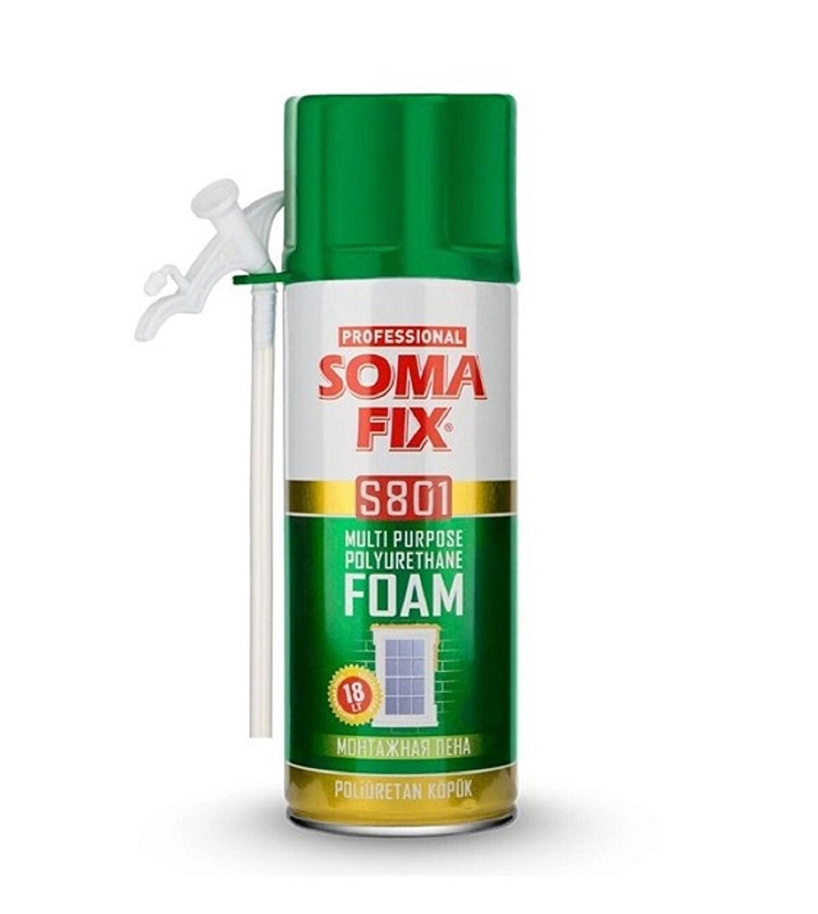 300 ml Somafix Poliüretan Köpük Çelik Kapı Pencere İzolasyon PU Köpüğü S801