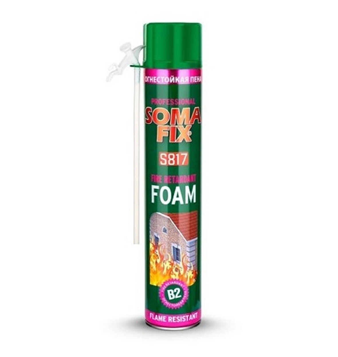 750 ml Somafix Yangına Dayanıklı Poliüretan Köpük B2 Pembe Köpük S817
