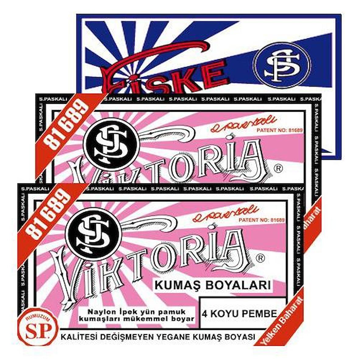 Viktoria Kumaş Boyası 04 Koyu Pembe 2Pk+Fiske Sabitleme 1Pk