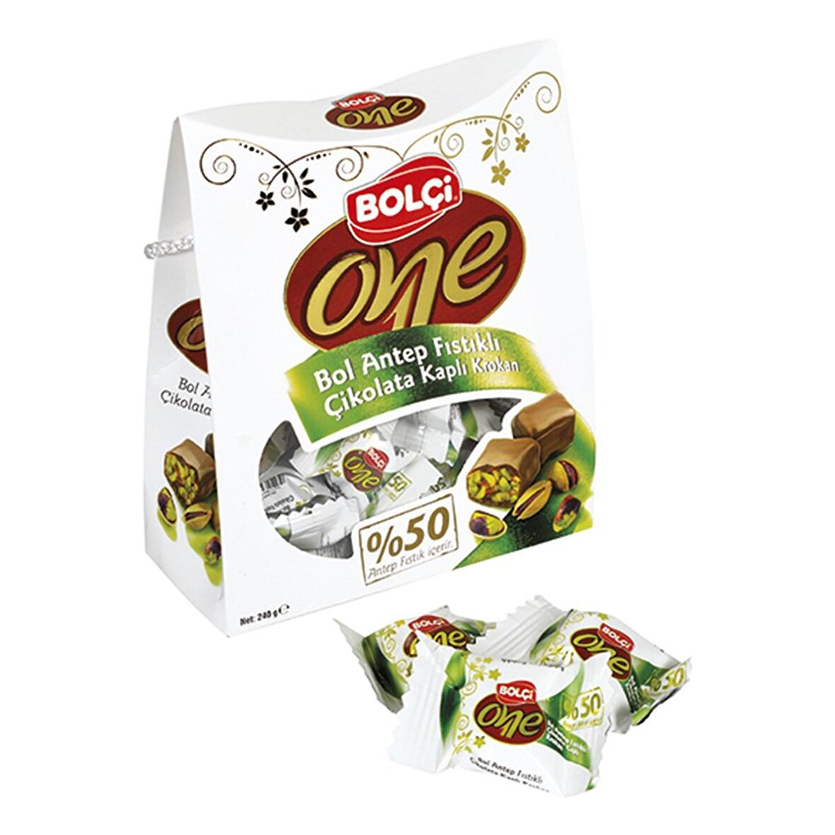 One Sütlü Antep Fıstıklı Bolu Çikolatası 240gr