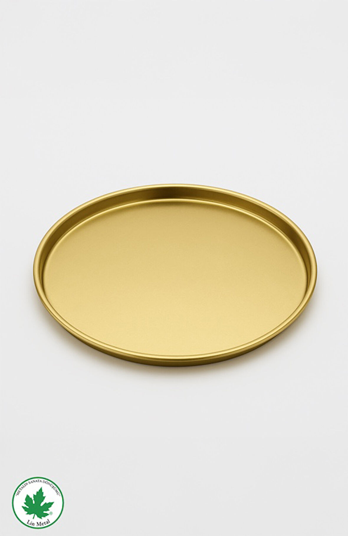 Lin Metal Lüx Metal Gold Renk 25cm Yuvarlak Çay Sunum Tabağı