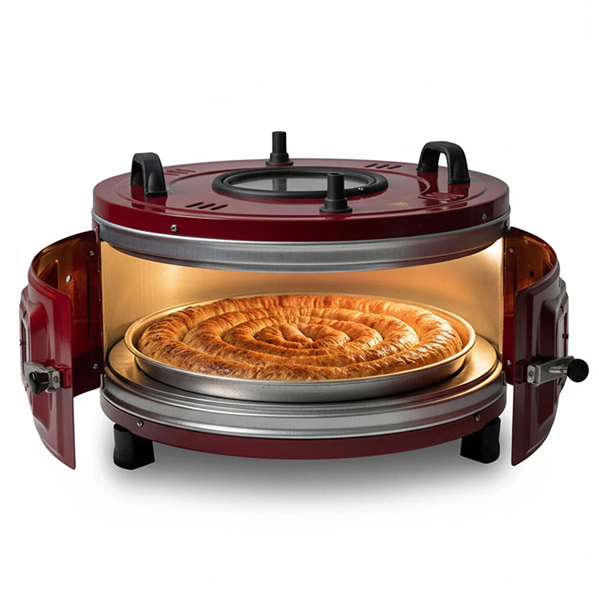 AF130L 25 Litre Orta Boy Yuvarlak Davul Fırın, İç Aydınlatmalı, Termostatlı, Üst & Ön Gözetleme Camlı, 1 Tepsi