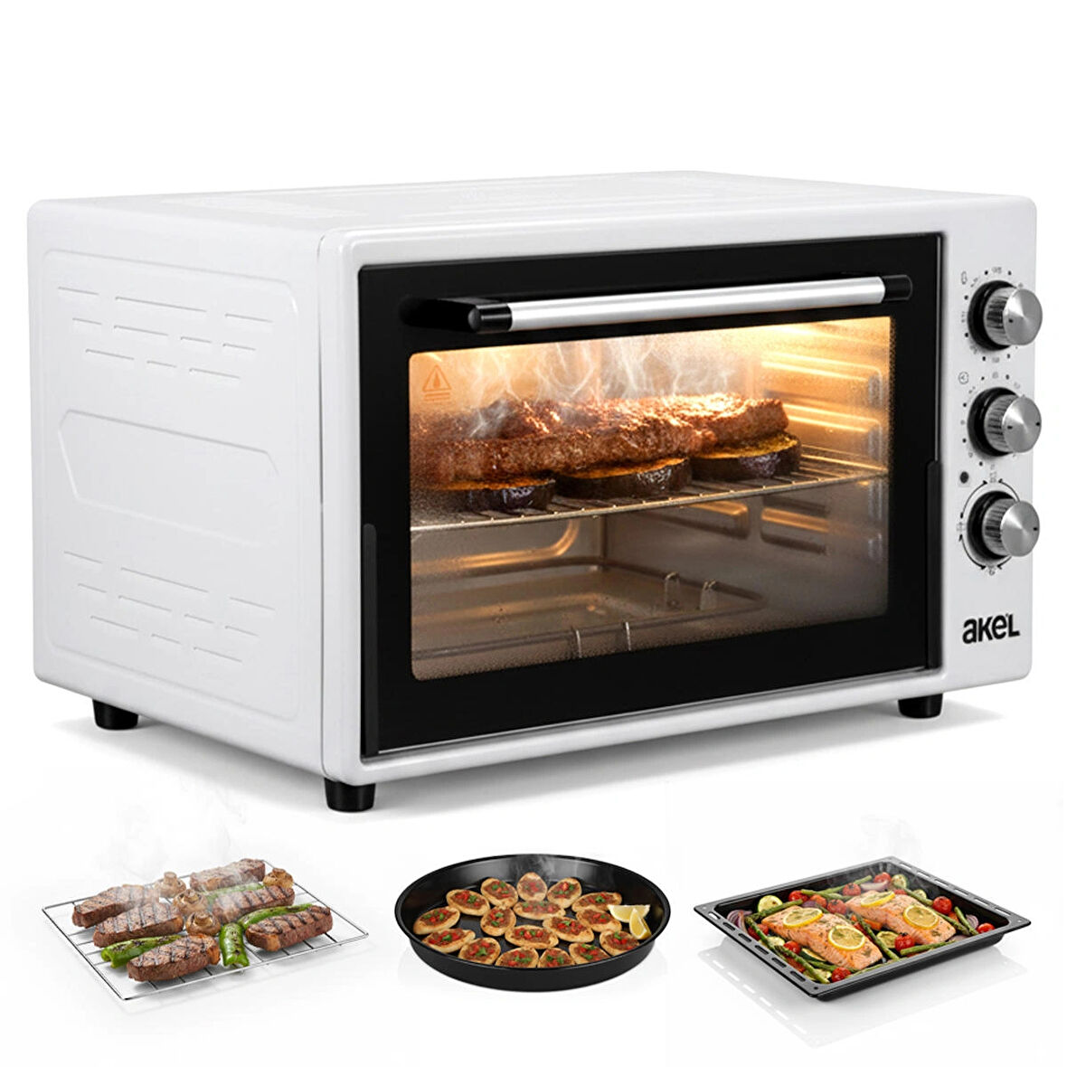 AF930L 45 Lt Gri Midi Fırın, İç Aydınlatmalı, Zaman Ayarlı, Izgara ve Fırın Fonksiyonlu, 2 Tepsi, 1 Tel Izgara