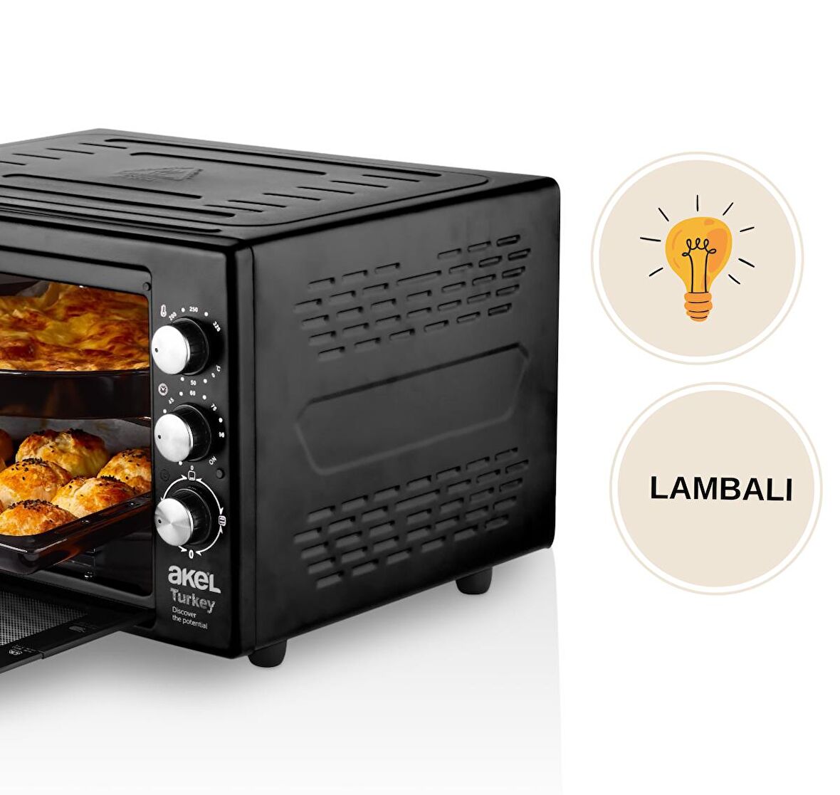 AKEL AF280L Lambalı, Termostatlı, Saatli 32 Litre Midi Fırın