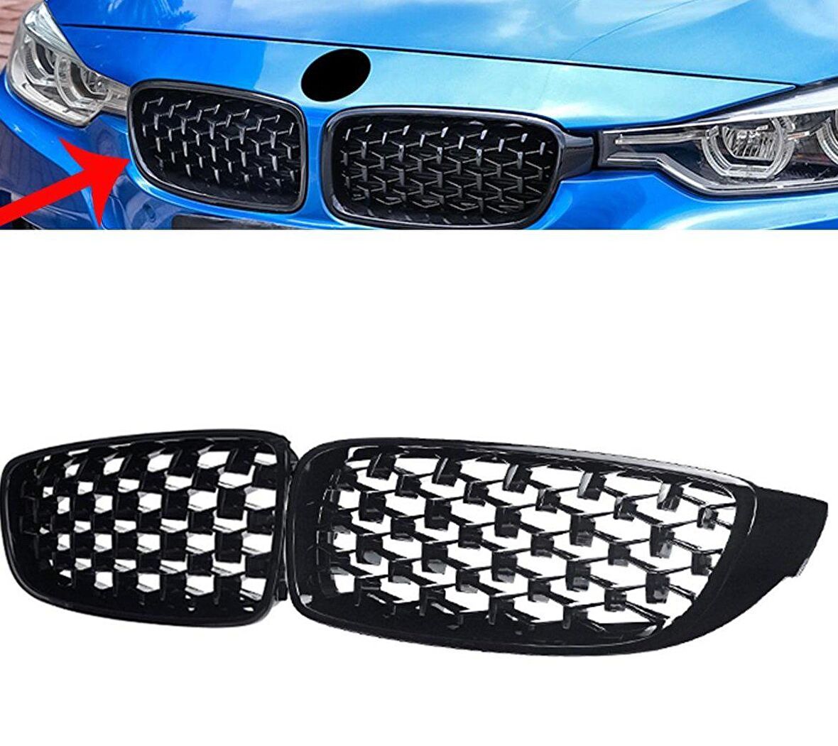 Bmw F32 F33 F36 ön panjur ızgara böbrek diamond siyah