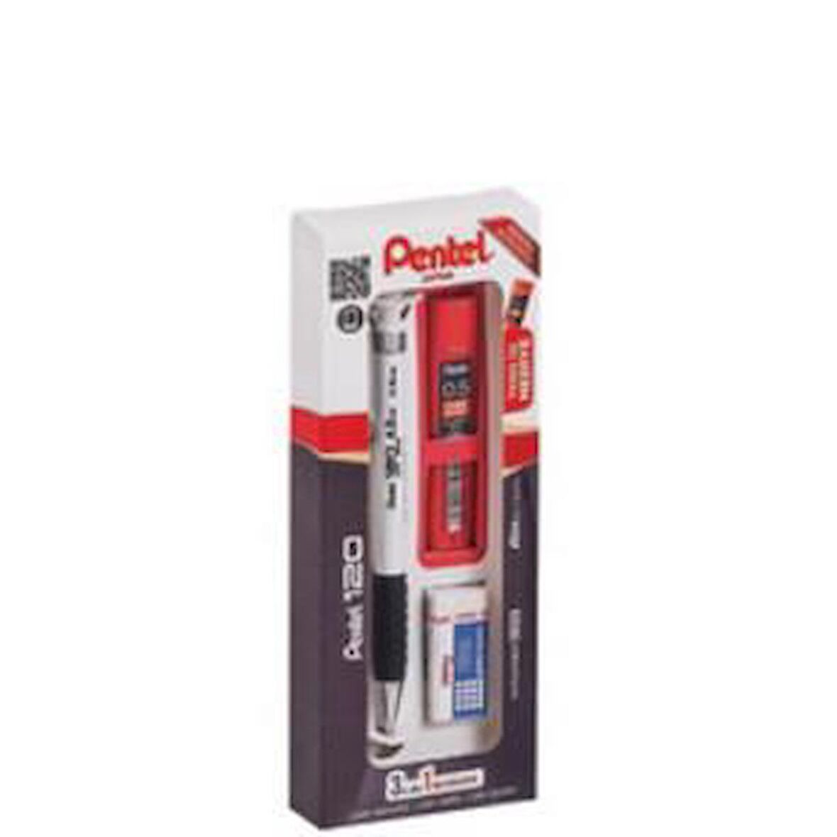 PENTEL 120A3 (VERS.+SİLGİ+MİN) 3LÜ TAKIM BEYAZ