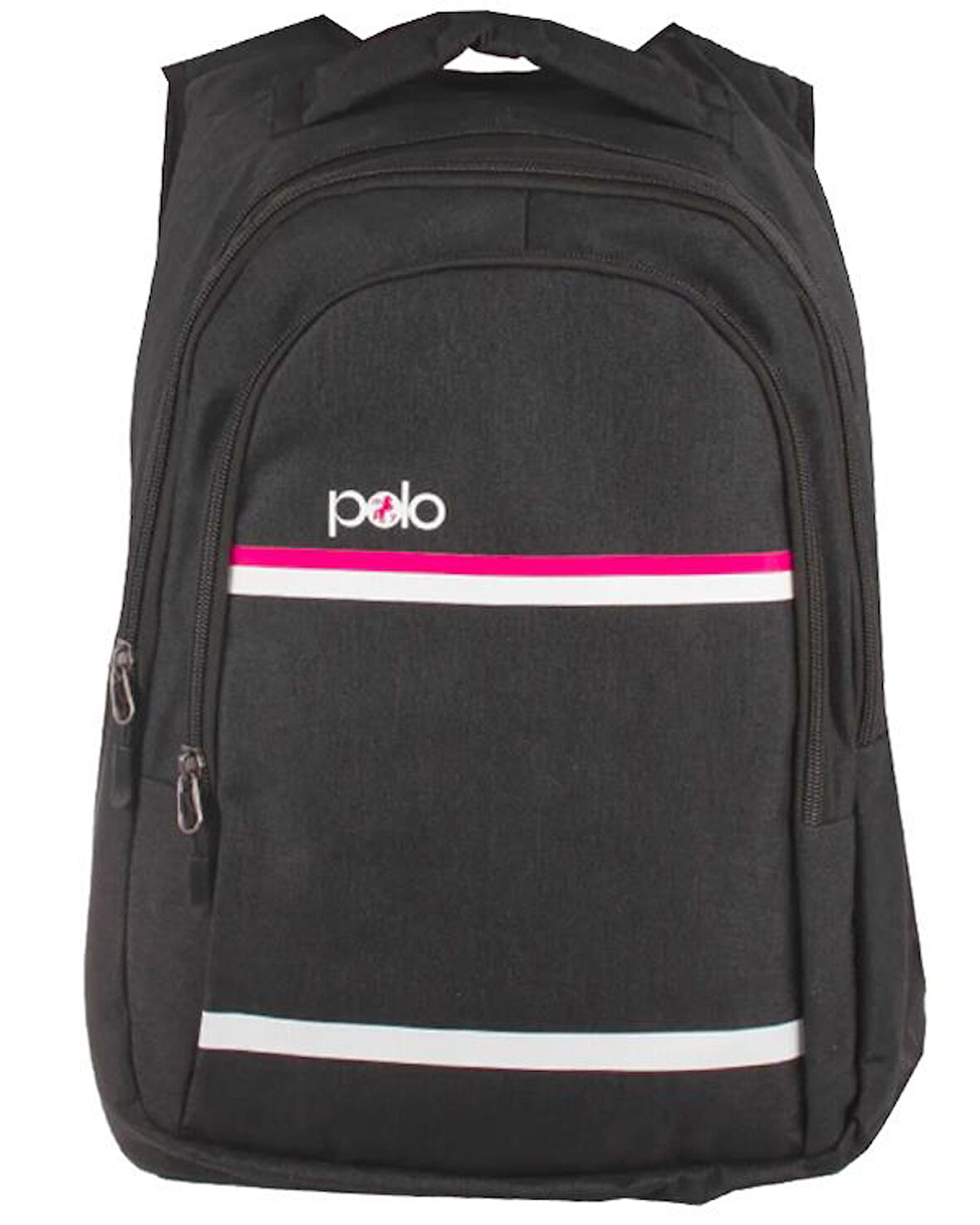 Temel My Polo Sırt Çantası Pembe Beyaz Çizgili Füme 8860