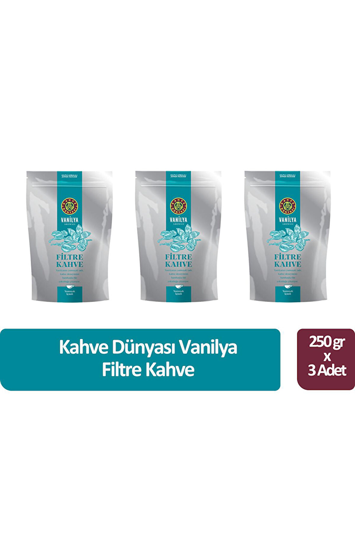 Kahve Dünyası Vanilya Filtre Kahve 250 gr x 3 Adet 