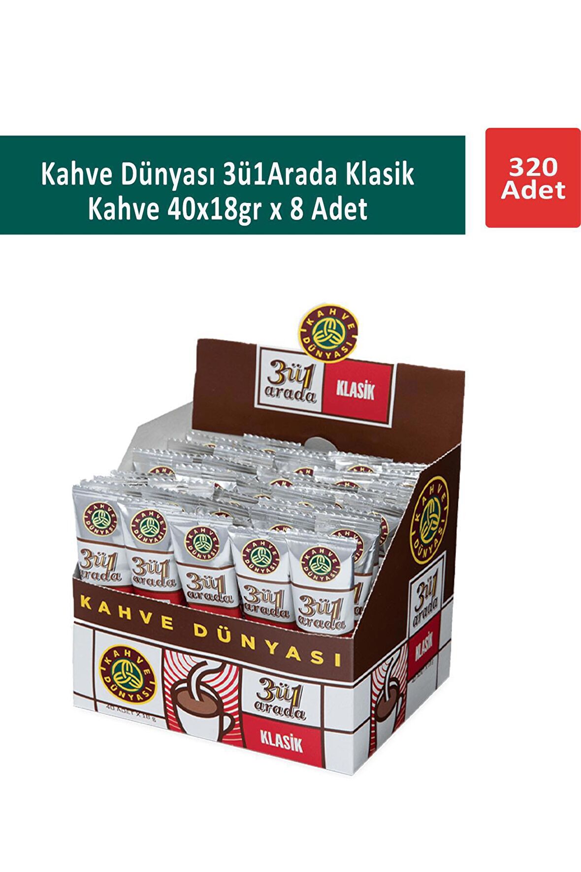 Kahve Dünyası 3ü1 Arada Klasik Kahve 40 x 18gr x 8 Adet