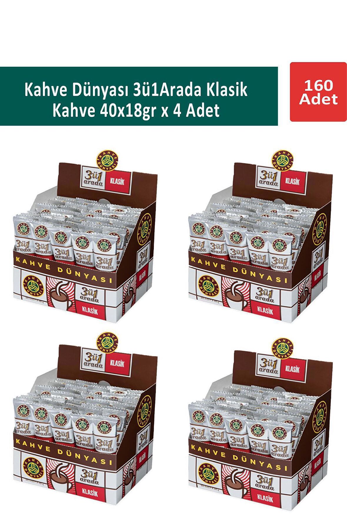 Kahve Dünyası 3ü1 Arada Klasik Kahve 40 x 18 gr x 4 Adet