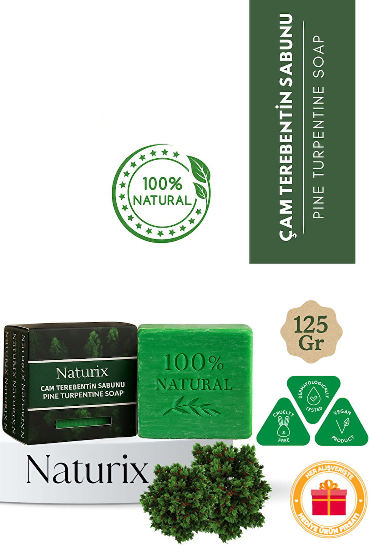 Çam Terebentin Sabunu 125 gr | Arındırıcı ve Ferahlatıcı Cilt Temizliği