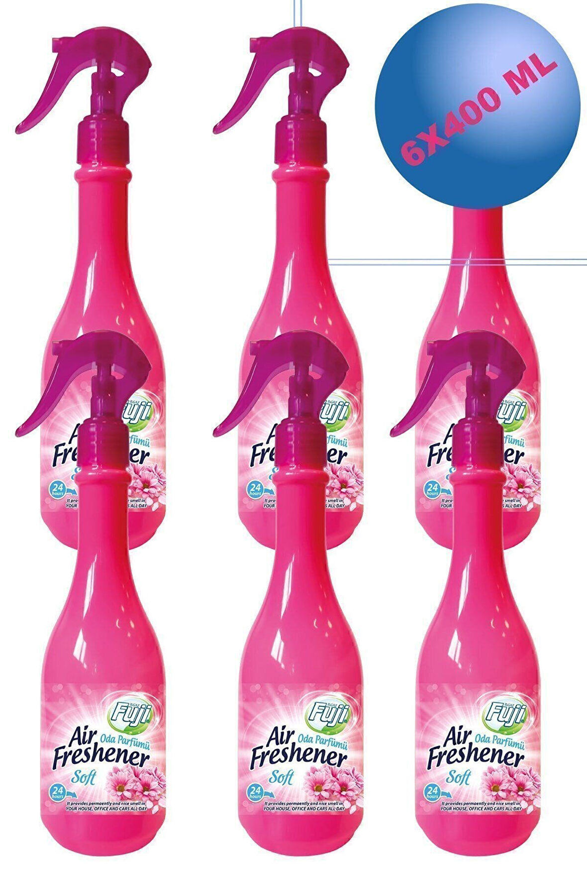 6 Adet Neon Air Oda Kalıcı Parfümü Soft Kokular Oda Spreyi 400 Ml Hafif Pembe Çiçekler Oda Kokusu