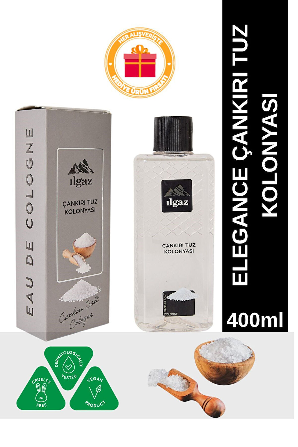 Çankırı Tuz Kolonyası - Ferahlatıcı ve Kalıcı Koku | Elegance Serisi - 400 ml