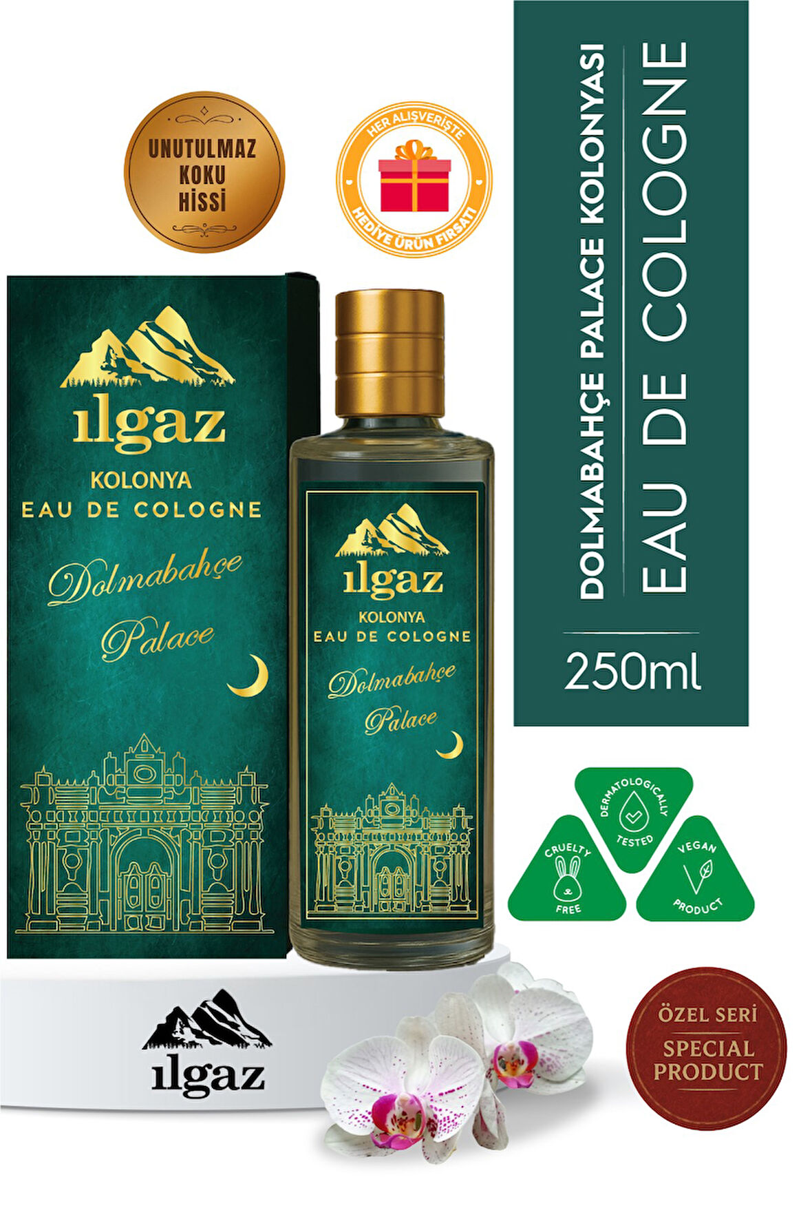 Dolmabahçe Palace Kolonyası | Eau De Cologne Cam Şişe 250 ml | Türkiye Serisi Orkide ve Misk Kokusu