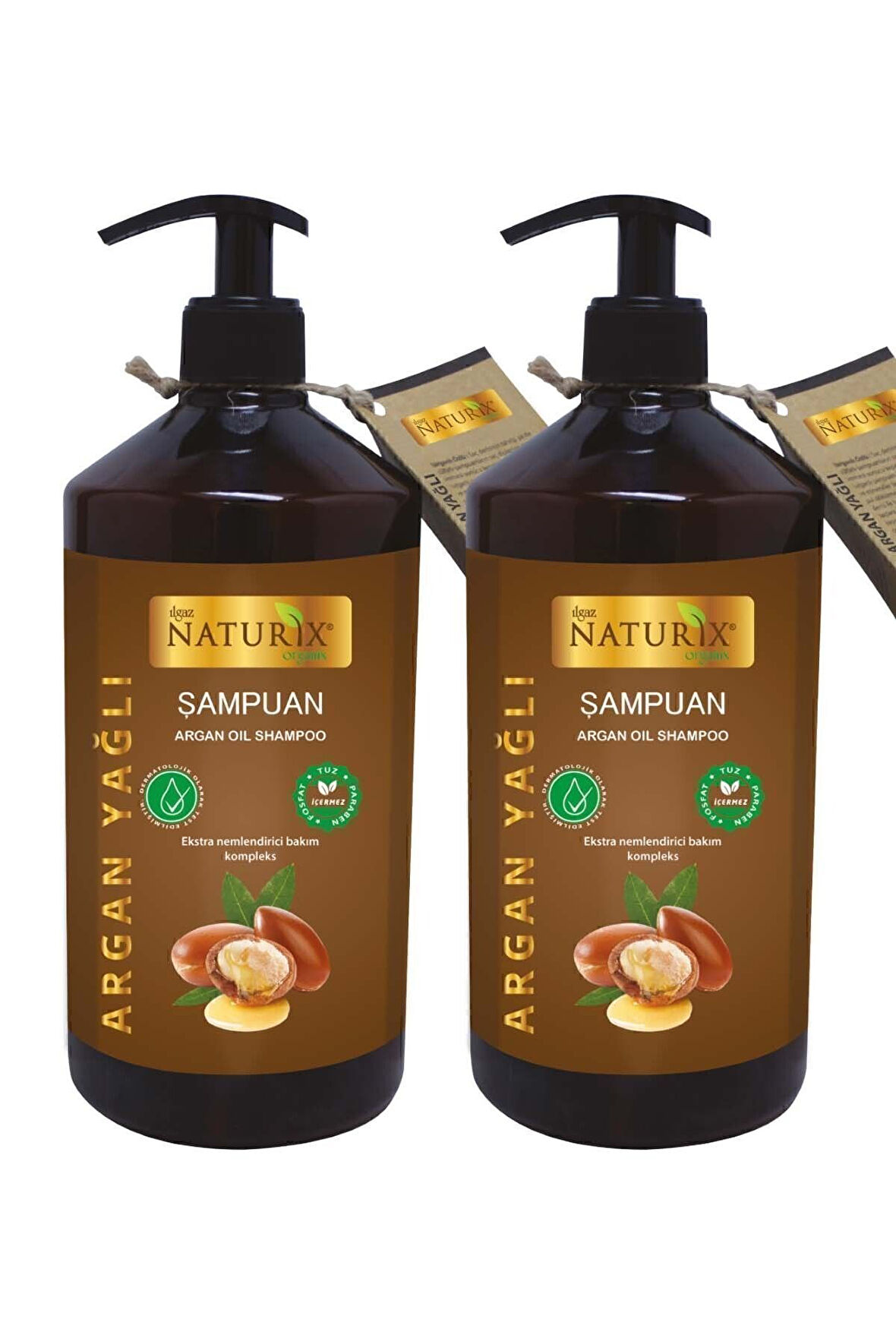 2 Adet Tuzsuz Argan Yağlı 600 Ml Bakım Şampuanı Argan Şampuan ( Paraben Fosfat Tuz Içermez )