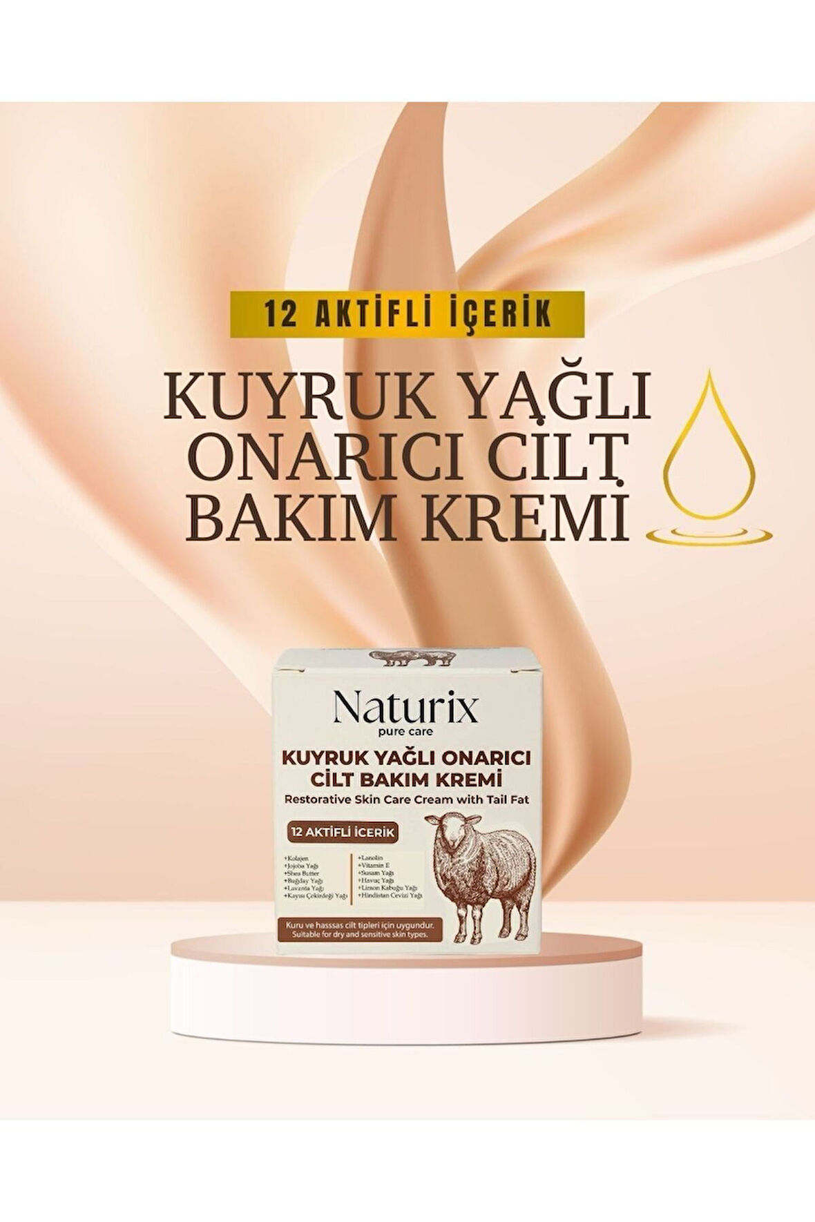 Kuyruk Yağlı Cilt Bakım Kremi 50ml | 12 Doğal Kaynaklı İçerikli Nemlendirici Bakım Kremi