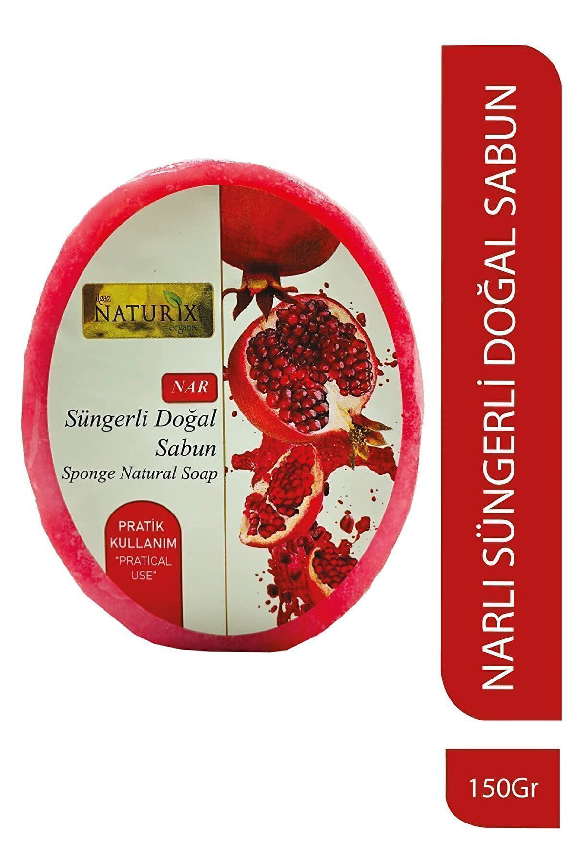 Doğal Sponge Pomegranate Soap Natural B1 Ve B2 Vitamini Antioksidan Antiaging Süngerli Nar Sabunu