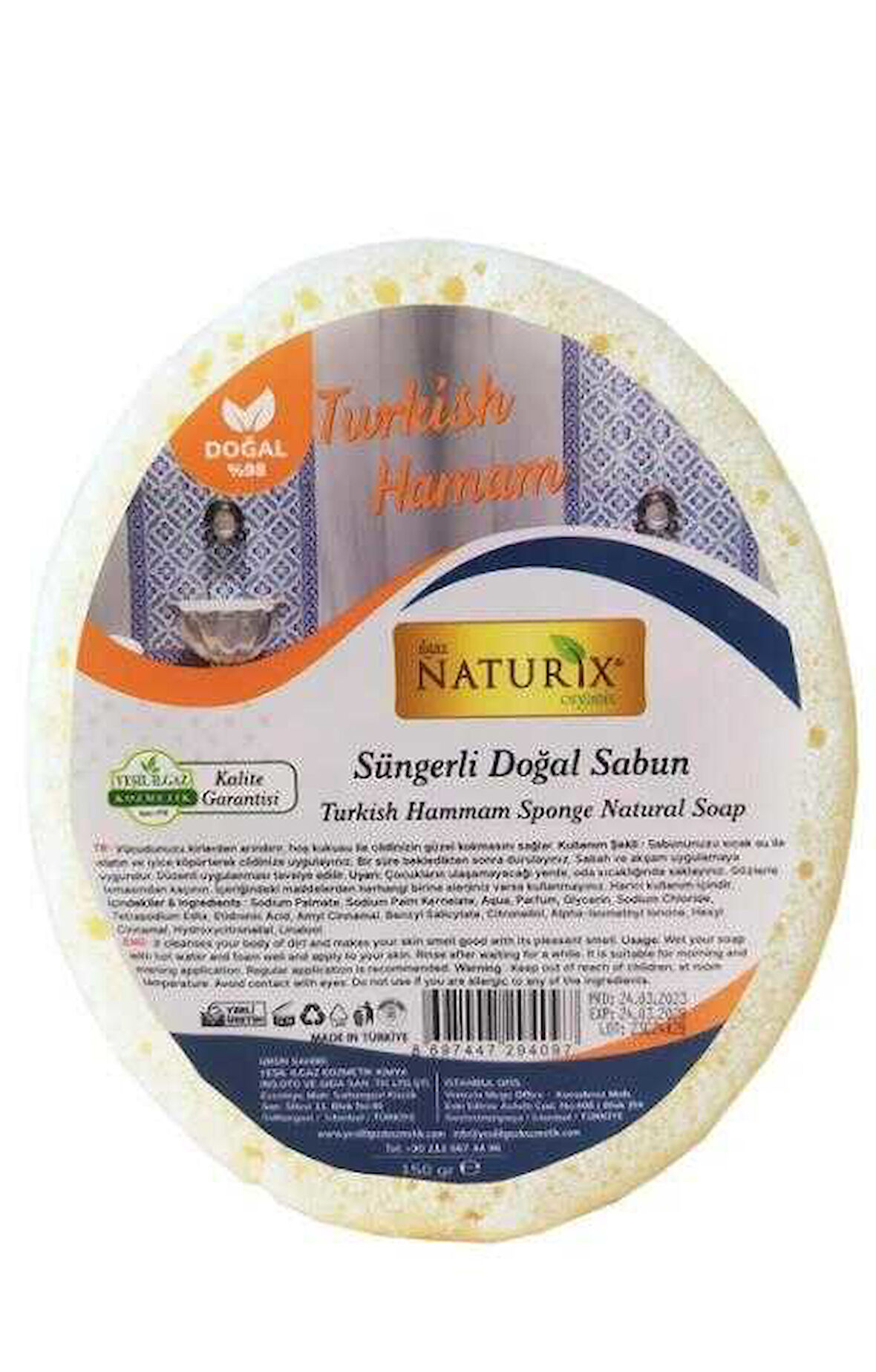 Naturix Doğal Süngerli Türkish Hamam Sabun
