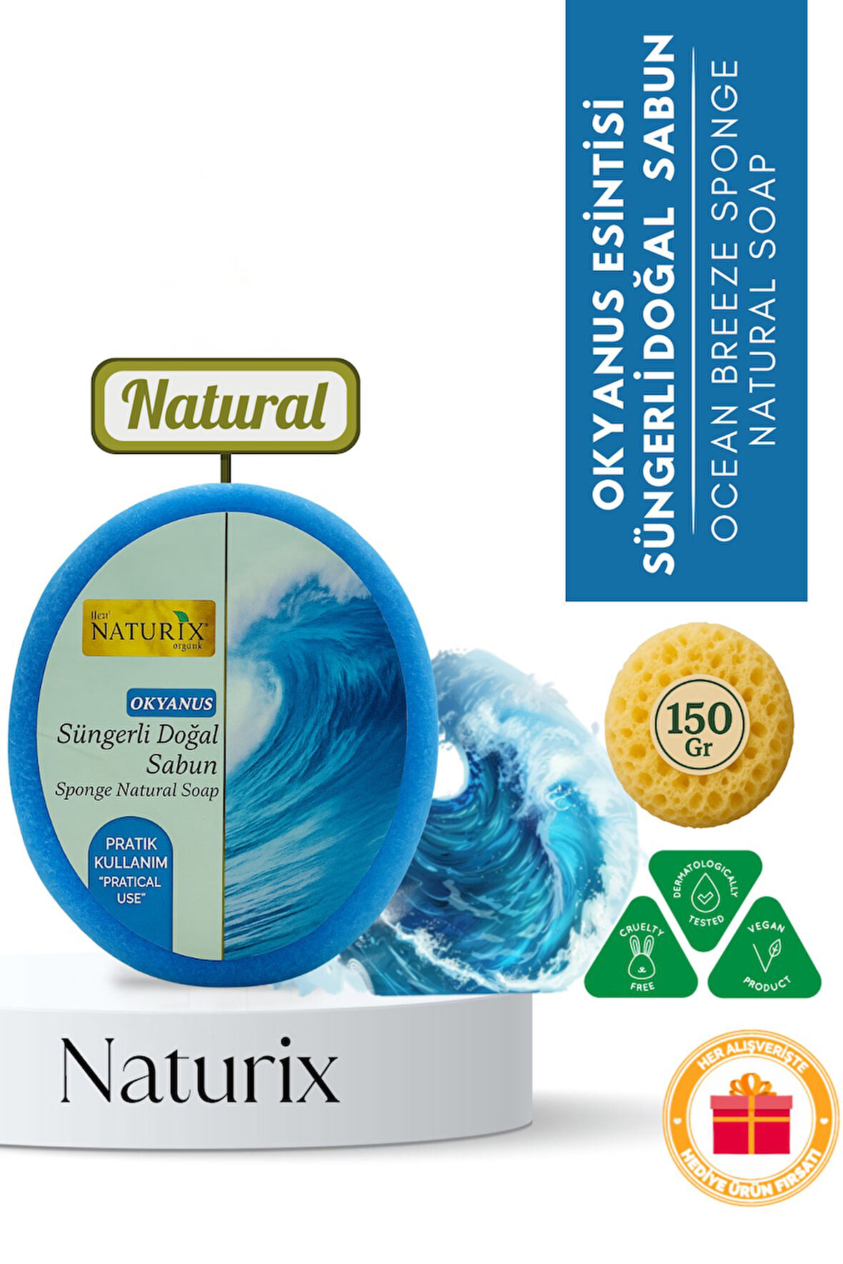 Okyanus Süngerli Sabun 150 gr | Peeling Etkili Arındırıcı Sabun