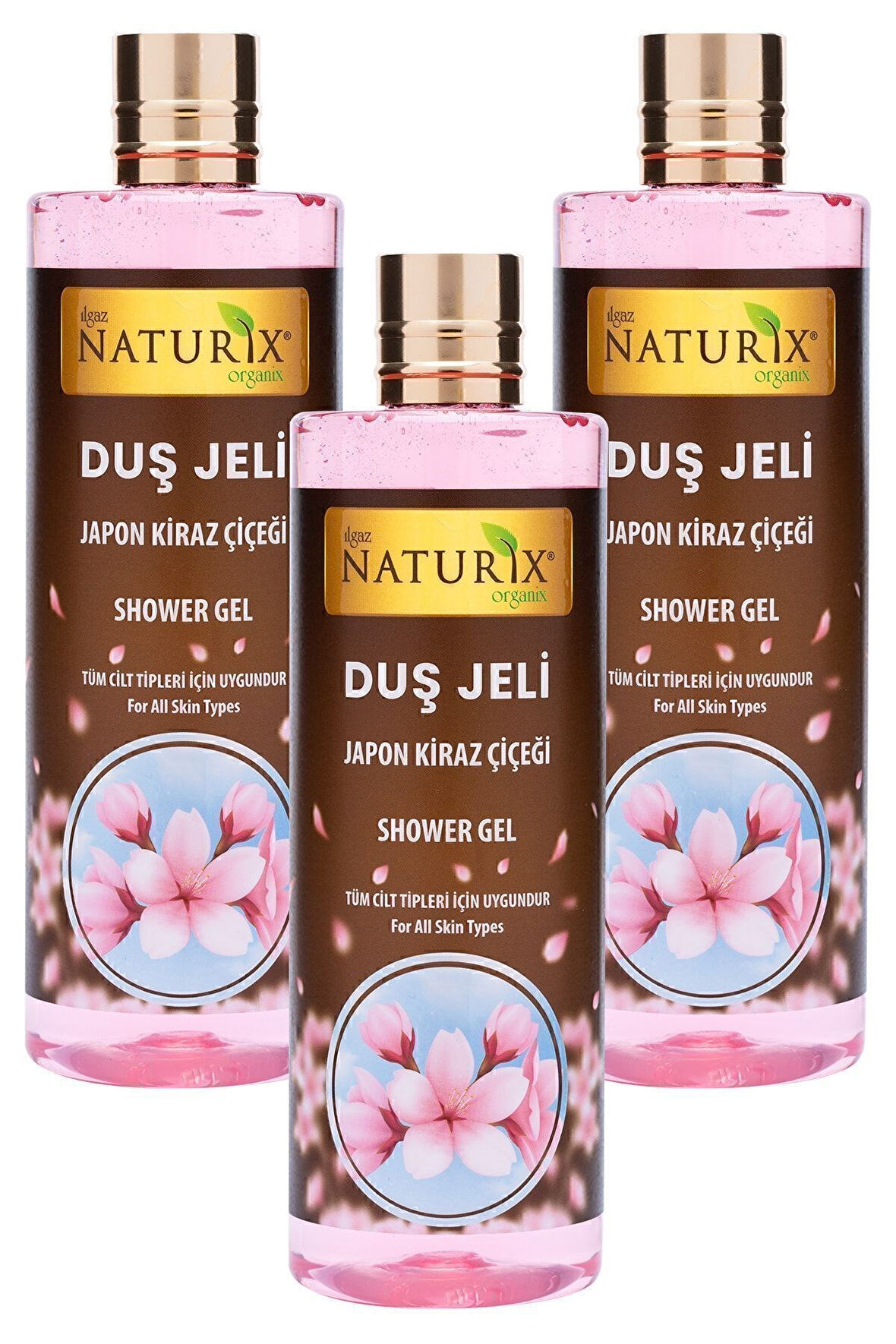 Aroma Terapi Duş Jeli Japon Kiraz Çiçeği Duş Jeli Kalıcı Kokulu Banyo Jeli 400 Ml 3'lü Banyo Seti