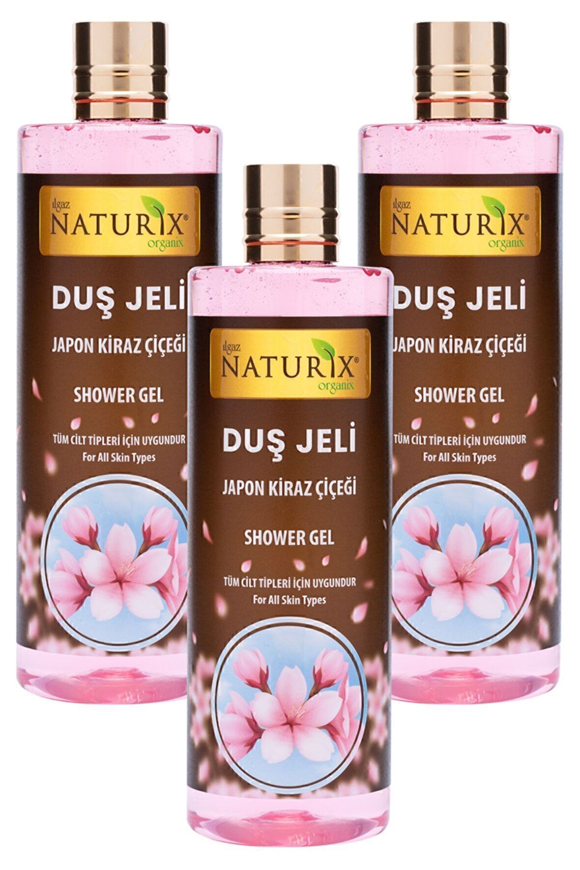 Aroma Terapi Duş Jeli Japon Kiraz Çiçeği Duş Jeli Kalıcı Kokulu Banyo Jeli 400 ml 3'lü Banyo Seti