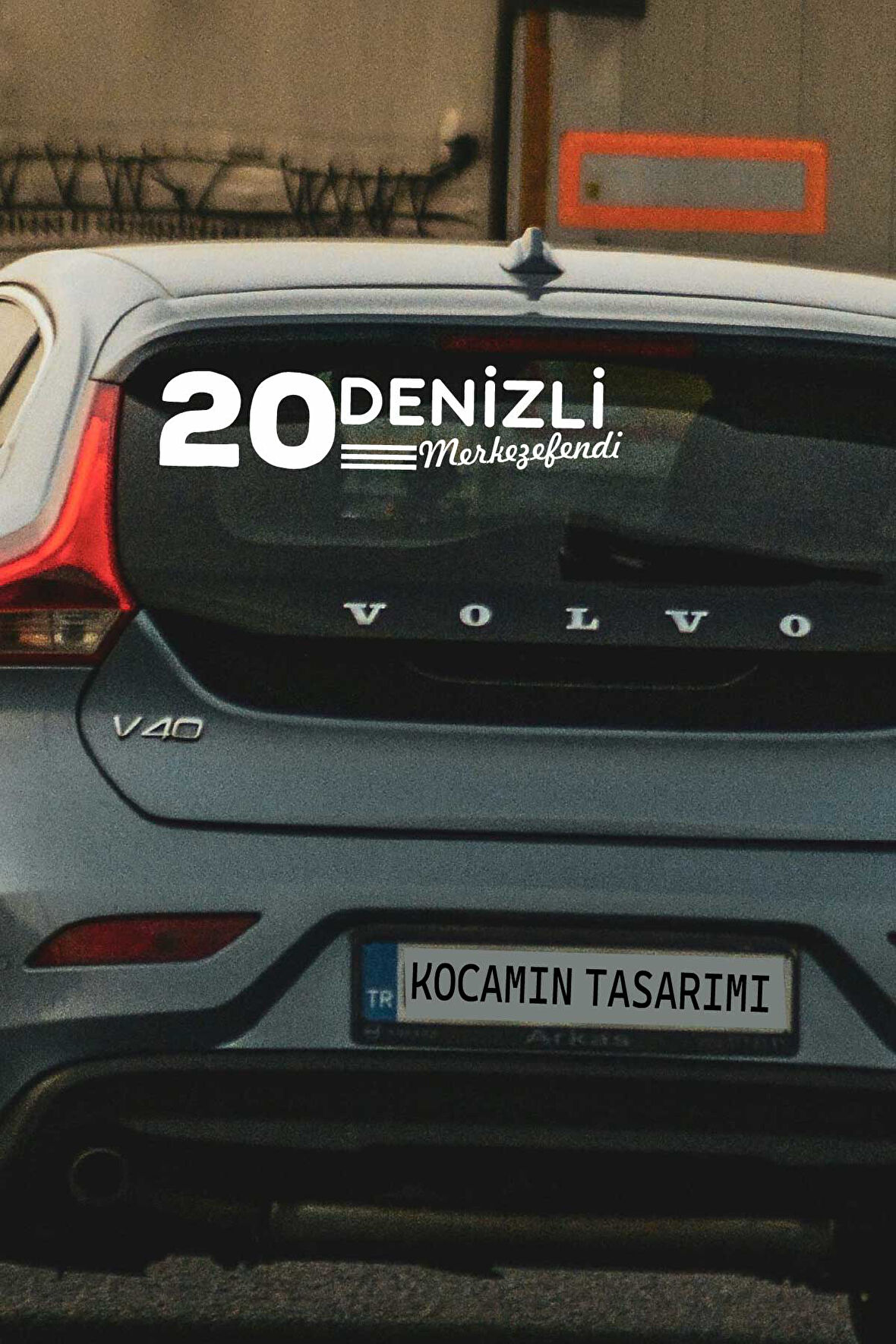Denizli 20 Plaka Kodlu Beyaz Araç Sticker Merkezefendi İlçe Yazılı Özel Tasarım 40x8 cm  Şehir ve İlçe Temalı Kaliteli Sticker
