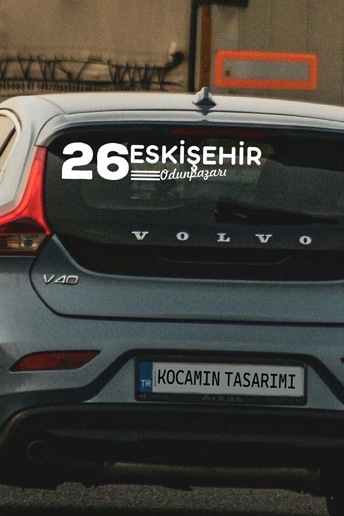 Eskişehir 26 Plaka Kodlu Beyaz Araç Sticker Odunpazarı İlçe Yazılı Özel Tasarım 40x8 cm  Şehir ve İlçe Temalı Kaliteli Sticker