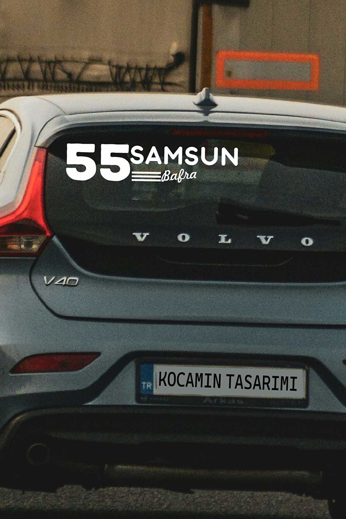Samsun 55 Plaka Kodlu Beyaz Araç Sticker Bafra İlçe Yazılı Özel Tasarım 40x8 cm  Şehir ve İlçe Temalı Kaliteli Sticker