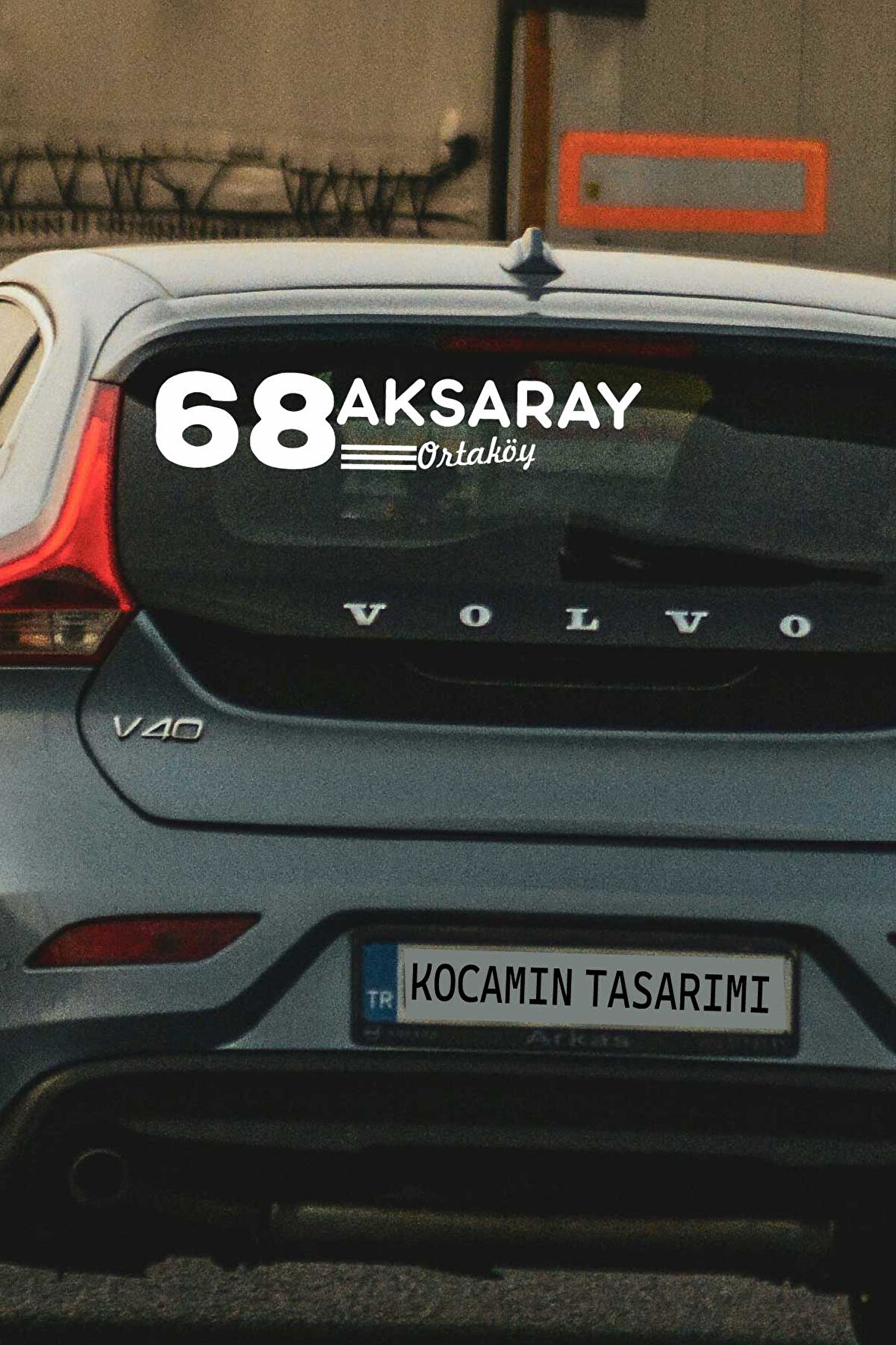 Aksaray 68 Plaka Kodlu Beyaz Araç Sticker Ortaköy İlçe Yazılı Özel Tasarım 40x8 cm  Şehir ve İlçe Temalı Kaliteli Sticker