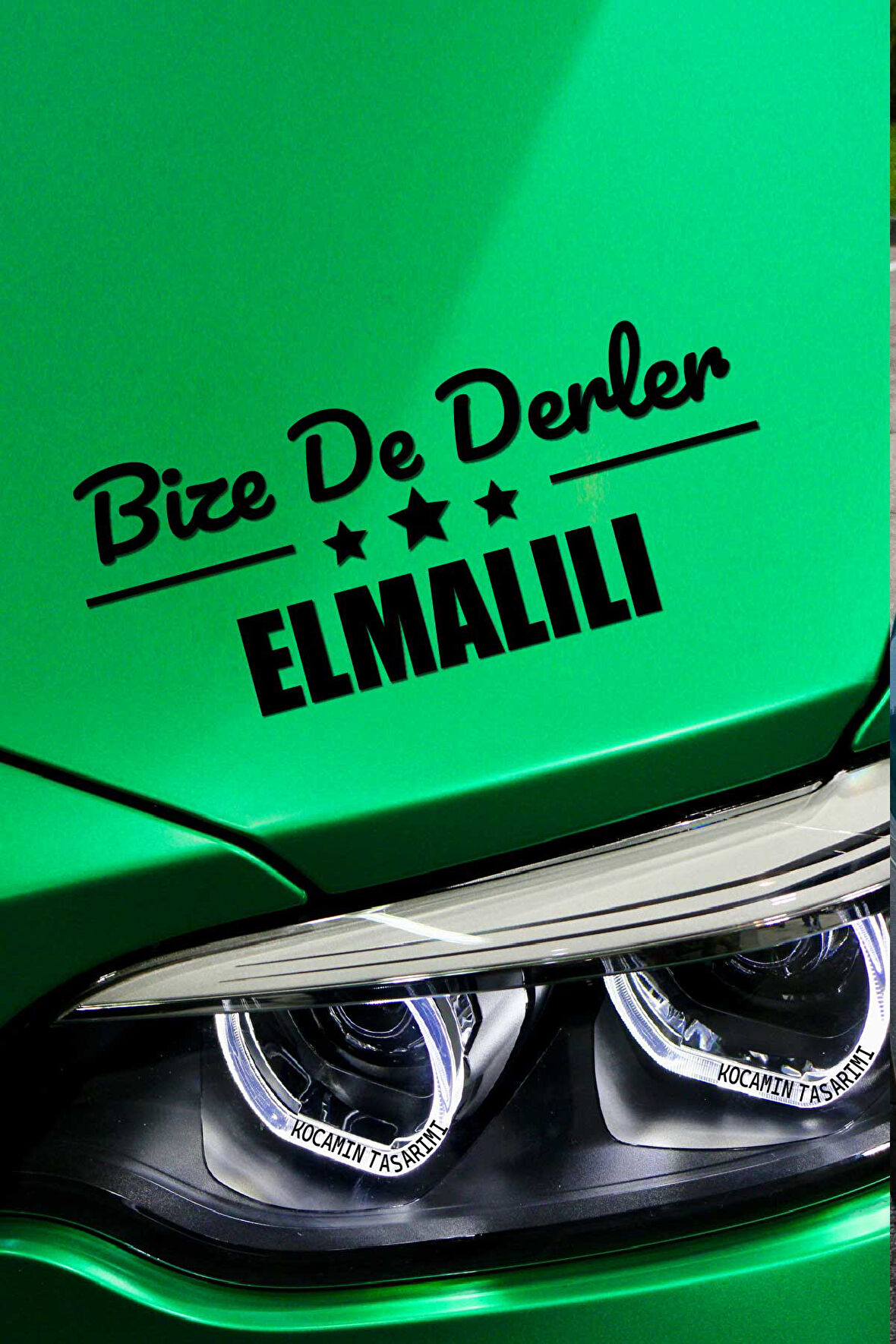 Antalya Elmalı Siyah Araç Sticker  40x15 cm Bize De Derler  Elmalılı Özel Tasarım Oto Sticker