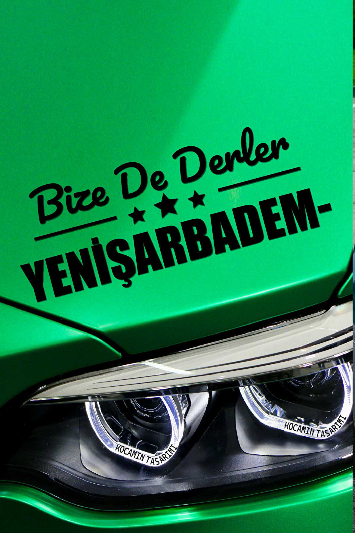 Isparta Yenişarbademli Siyah Araç Sticker  40x15 cm Bize De Derler  Yenişarbademlili Özel Tasarım Oto Sticker