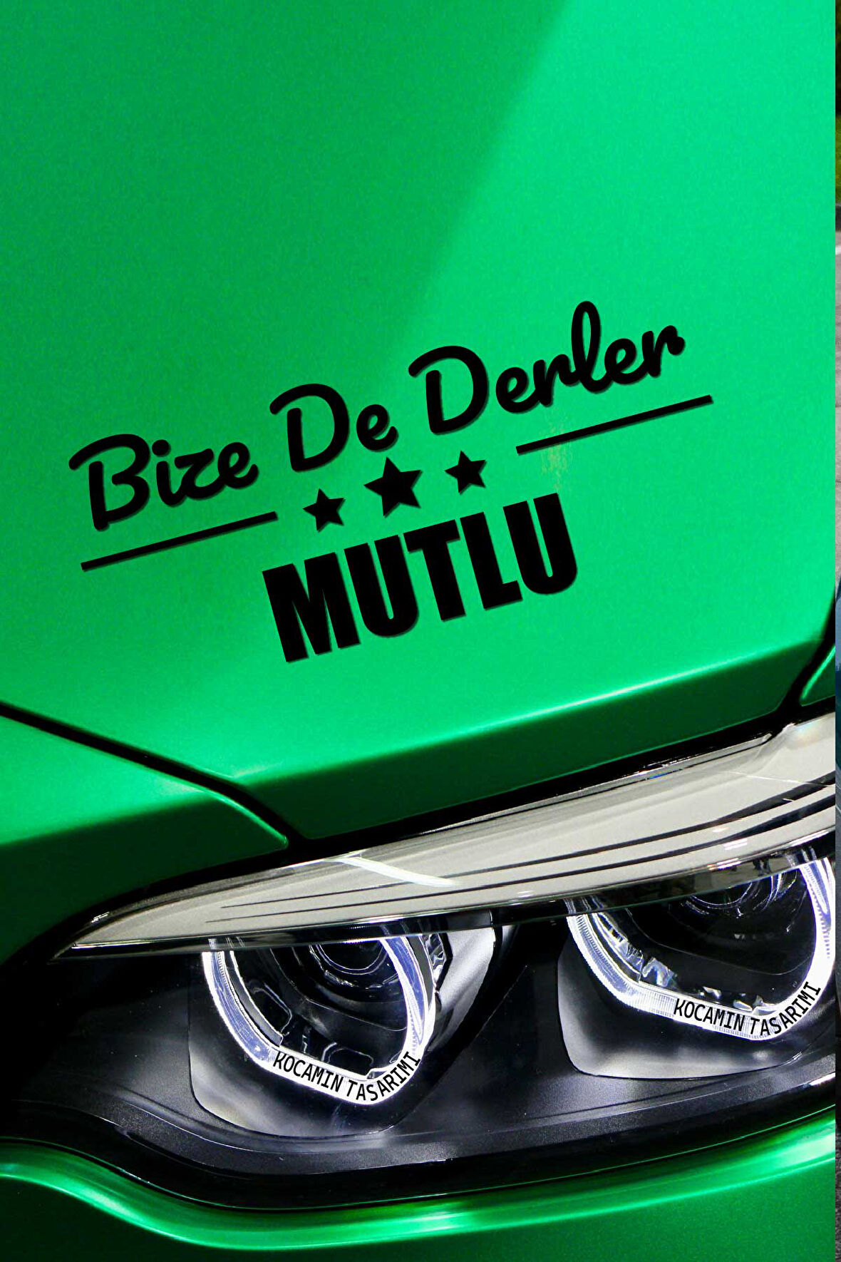 Mersin Mut Siyah Araç Sticker  40x15 cm Bize De Derler  Mutlu Özel Tasarım Oto Sticker