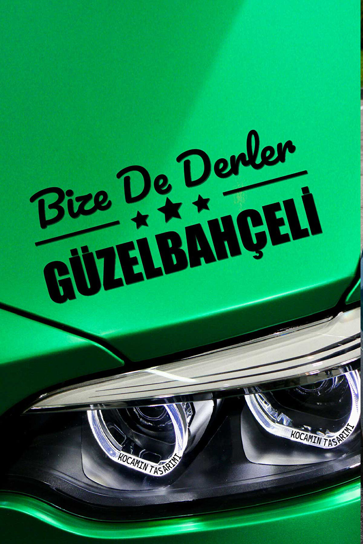 İzmir Güzelbahçe Siyah Araç Sticker  40x15 cm Bize De Derler  Güzelbahçeli Özel Tasarım Oto Sticker