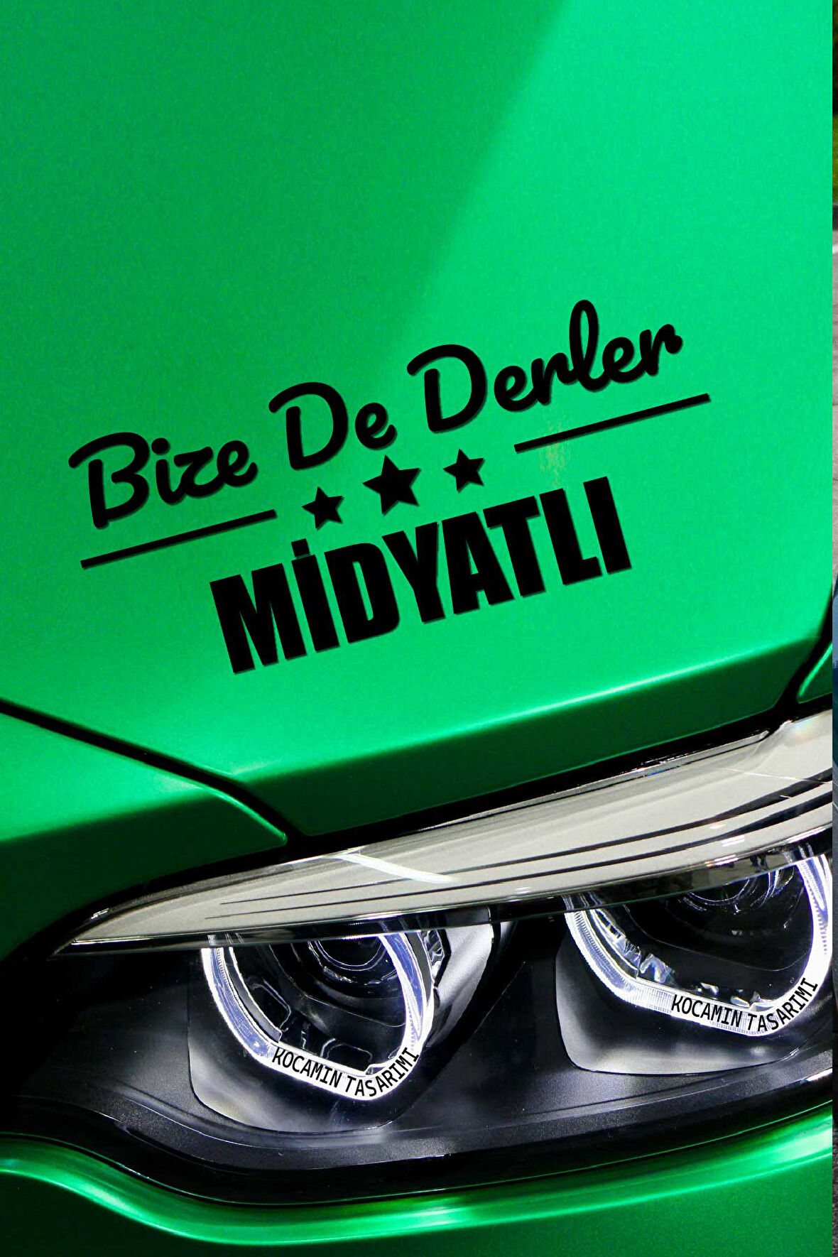 Mardin Midyat Siyah Araç Sticker  40x15 cm Bize De Derler  Midyatlı Özel Tasarım Oto Sticker