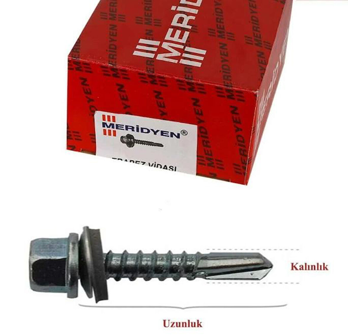 Meridyen Trapez Çatı Vidası 5.5X75 12mm 200 Lü