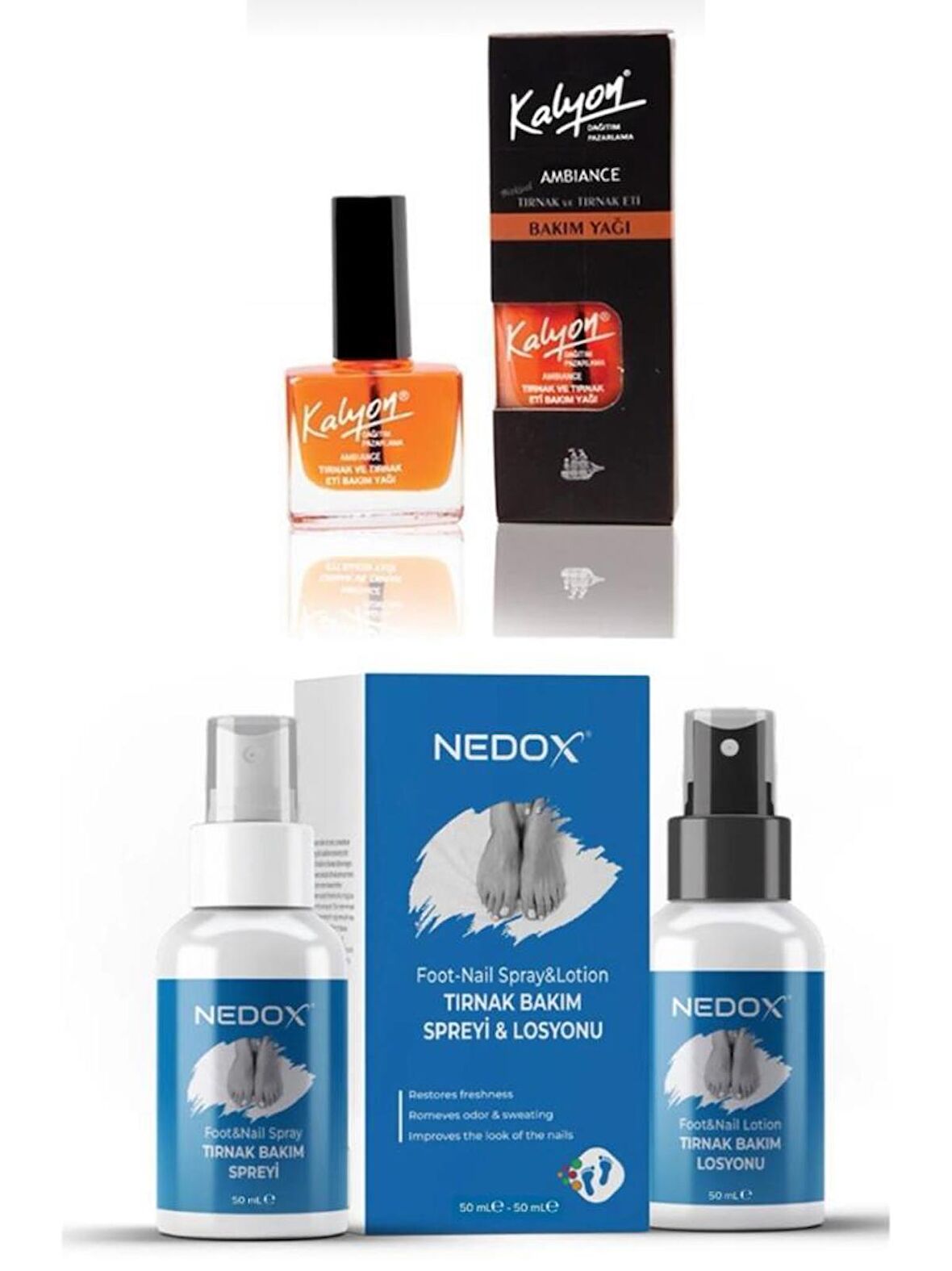 Kalyon Tırnak Bakım Yağı + Nedox Tırnak Bakım Spreyi Ve Losyonu 50ml+50ml