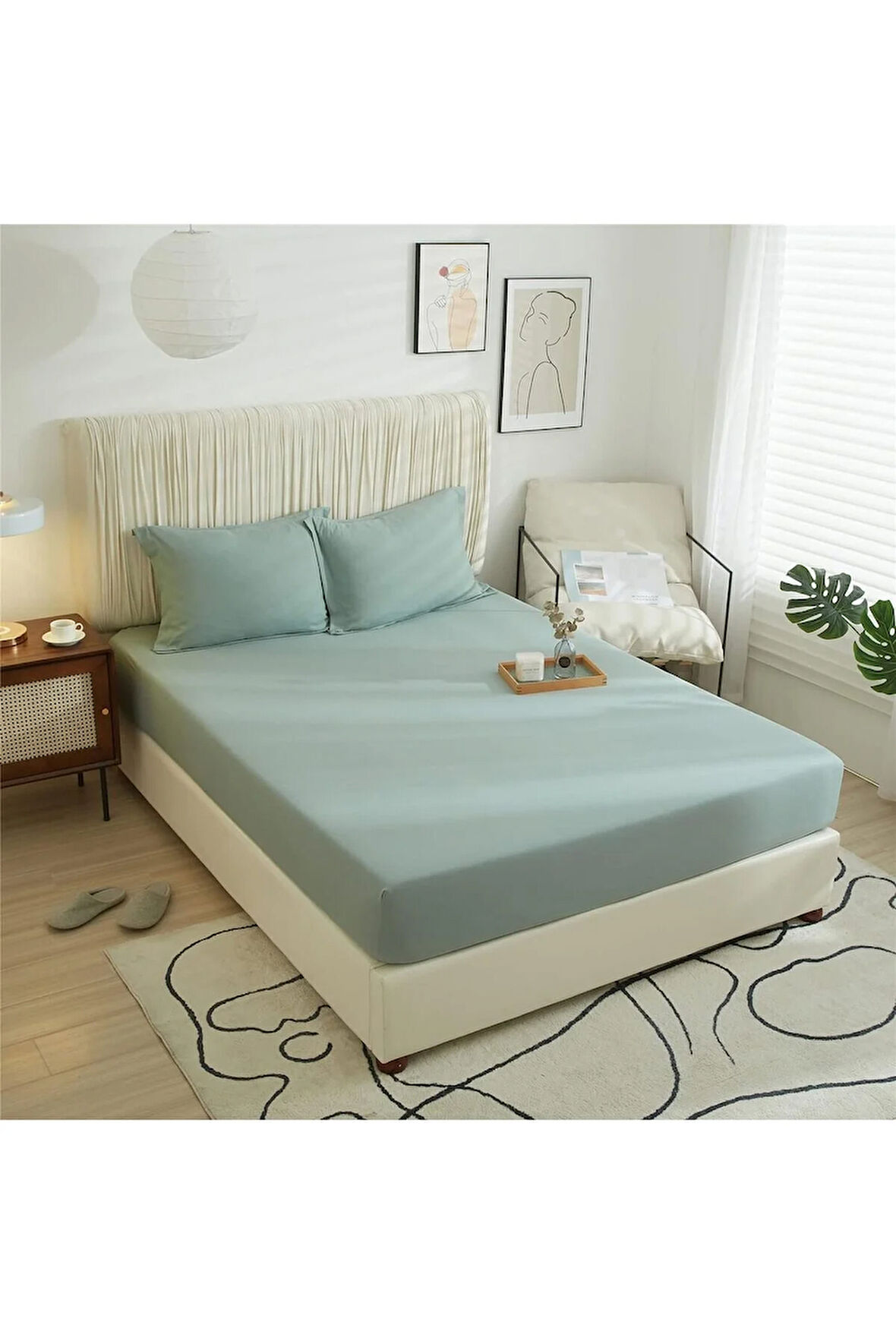Battal ve Büyük Yataklar için Lastiksiz Düz Renk Çarşaf 240x260 Cm