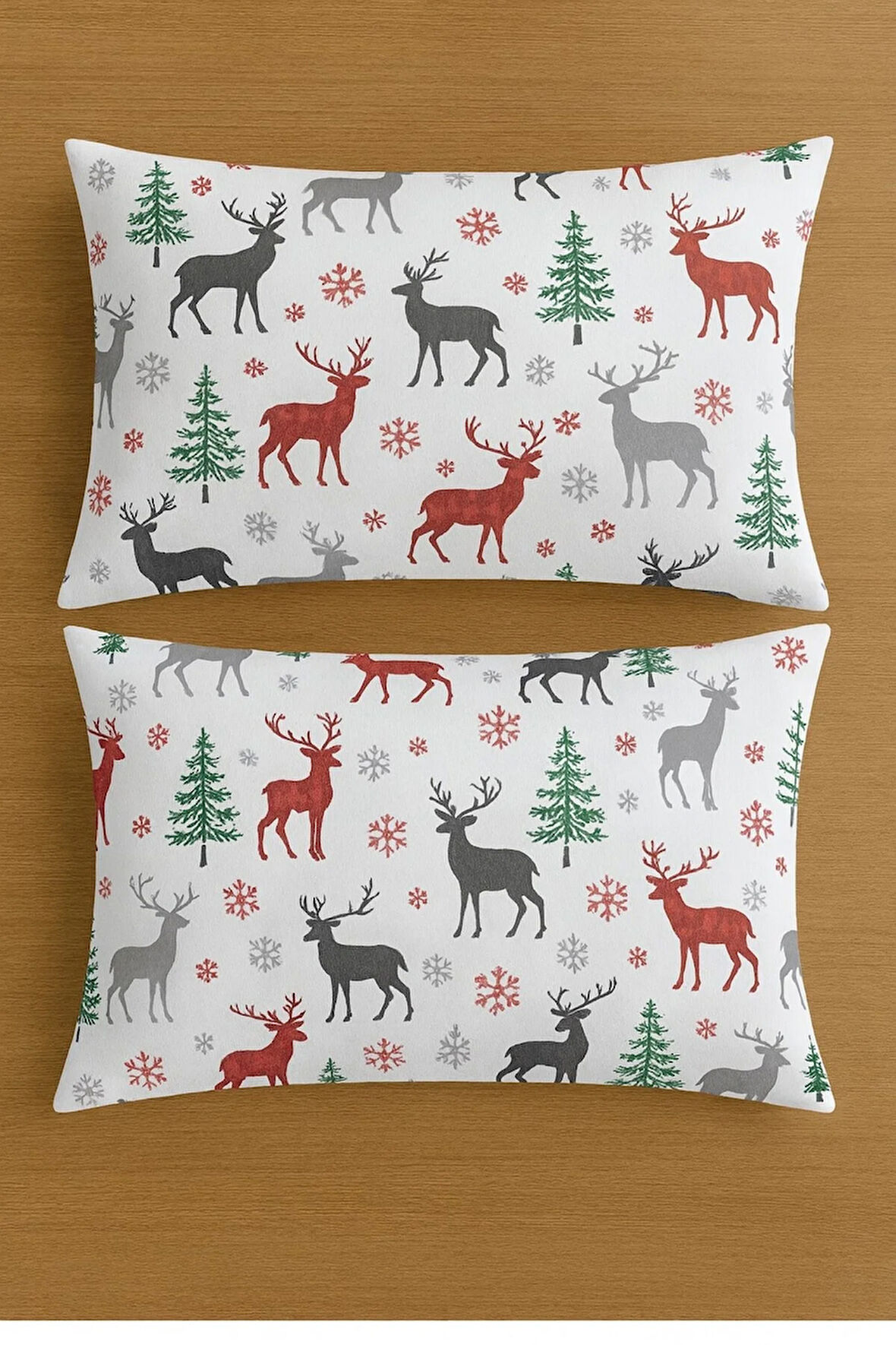 Desenli Pamuklu Yastık Kılıfı 2 Adet 50 x 70cm