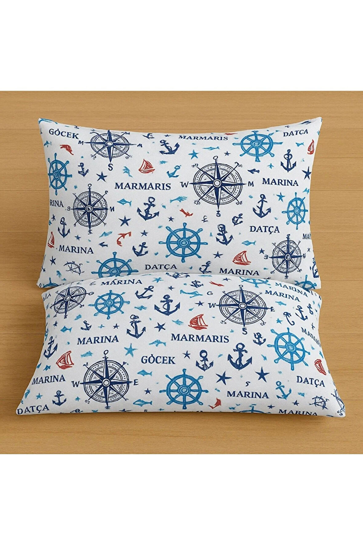 Desenli Pamuklu Yastık Kılıfı 2 Adet 50 x 70cm