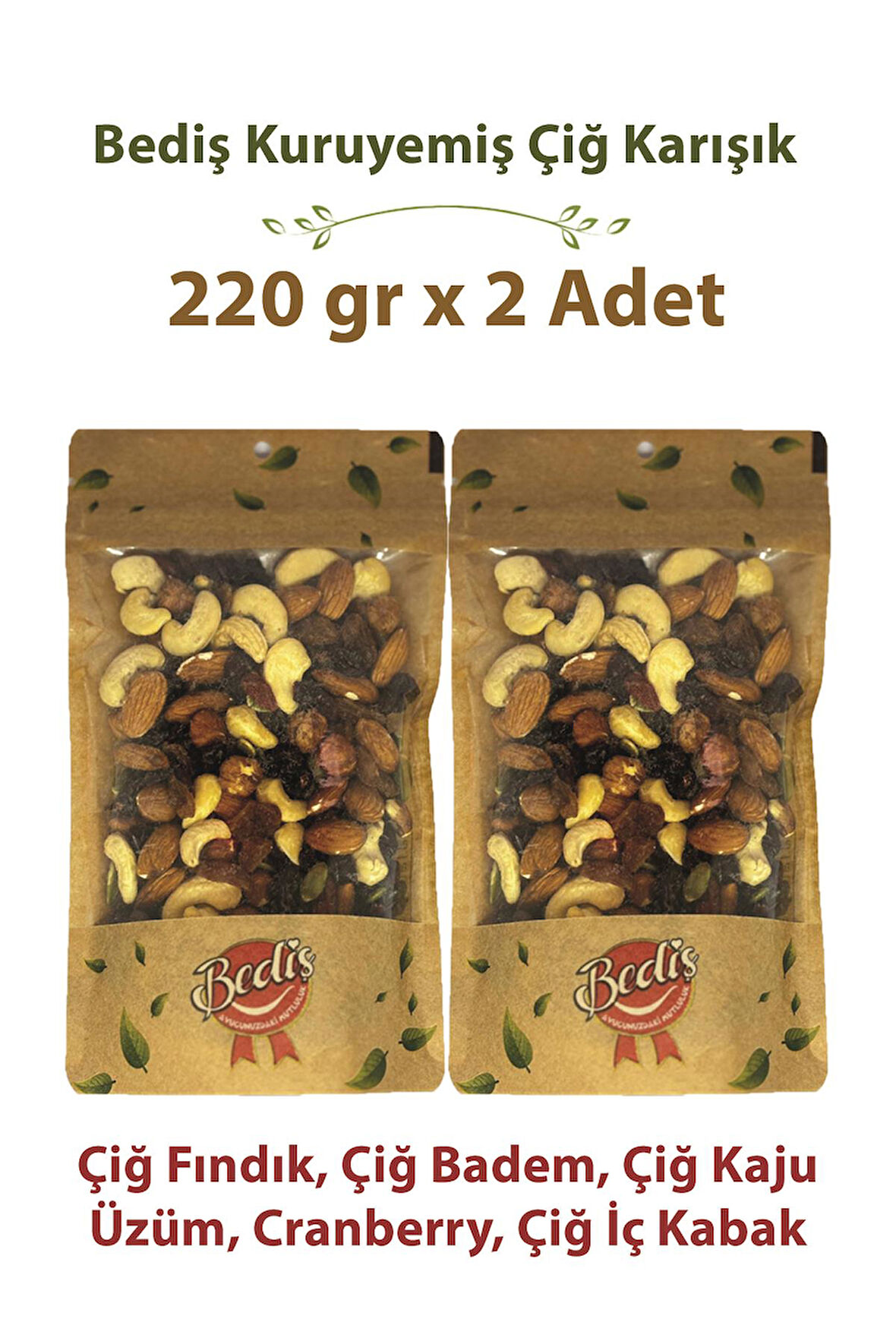 Bediş Natural Kase Çiğ Special Karışık 220 gr x 2 Adet