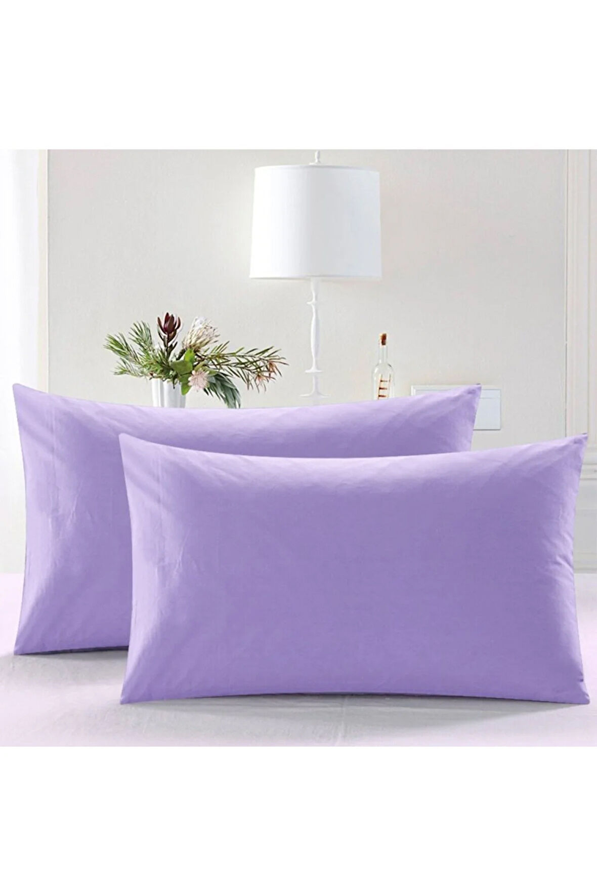 Düz Pamuklu 2'li Yastık Kılıfı 50x70 Lila