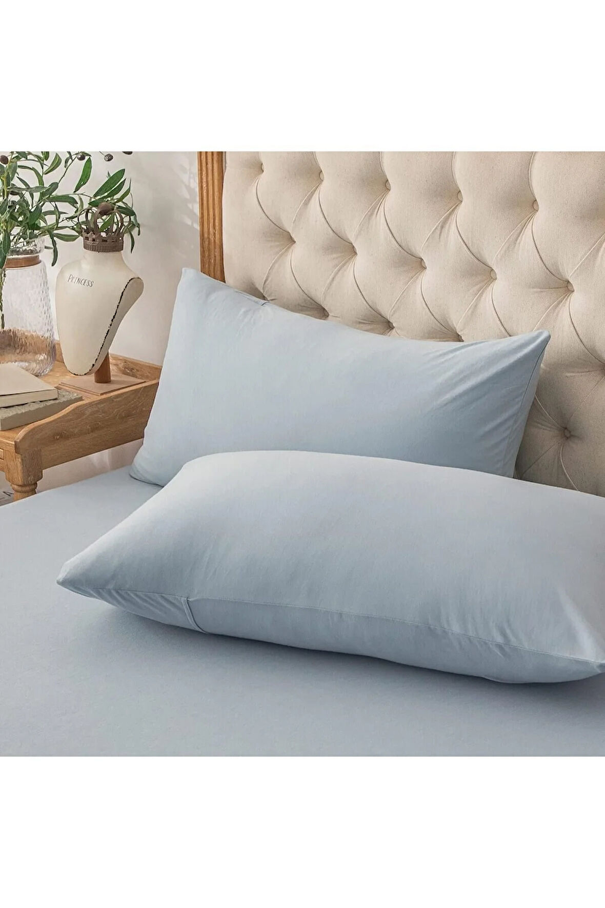 Düz Pamuklu 2'li Yastık Kılıfı 50x70 Mavi