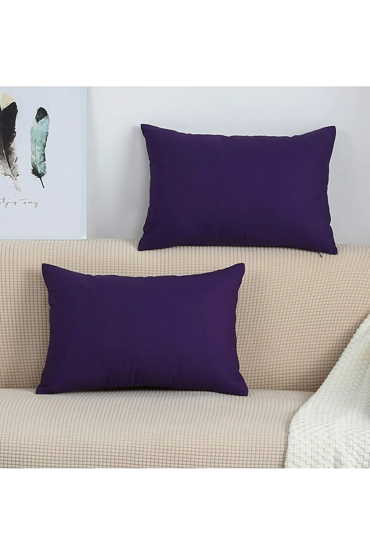 Düz Pamuklu 2'li Yastık Kılıfı 50x70 Mor