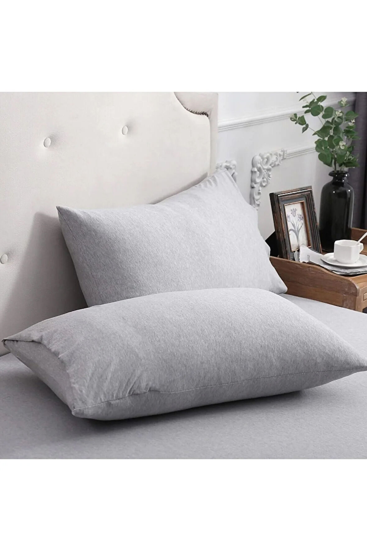 Düz Pamuklu 2'li Yastık Kılıfı 50x70 Gri