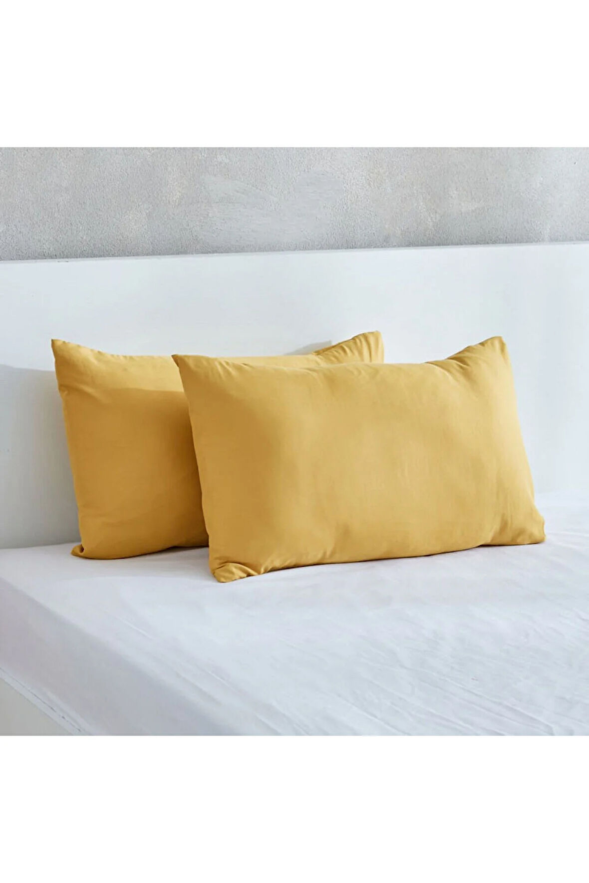 Düz Pamuklu 2'li Yastık Kılıfı 50x70 Sarı