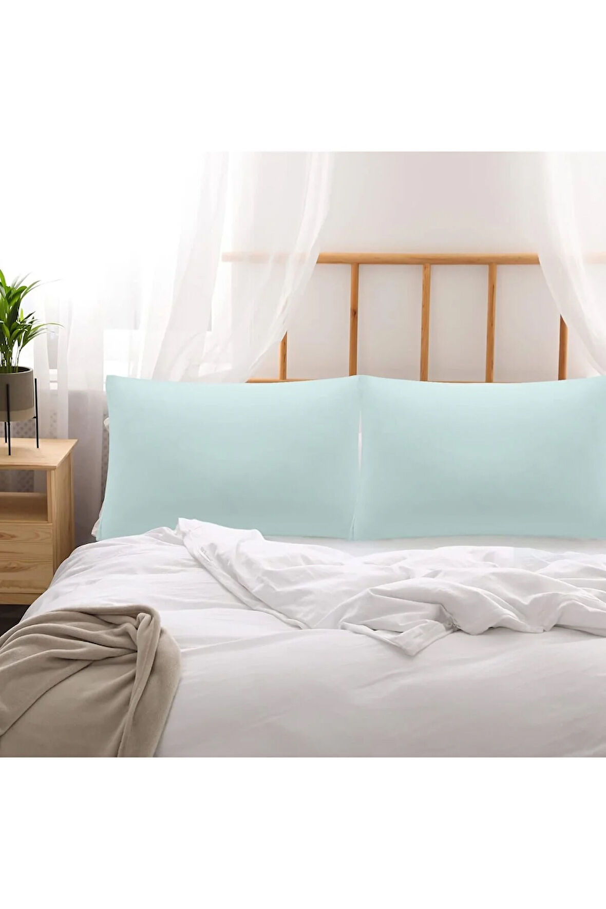 Düz Pamuklu 2'li Yastık Kılıfı 50x70 Mint