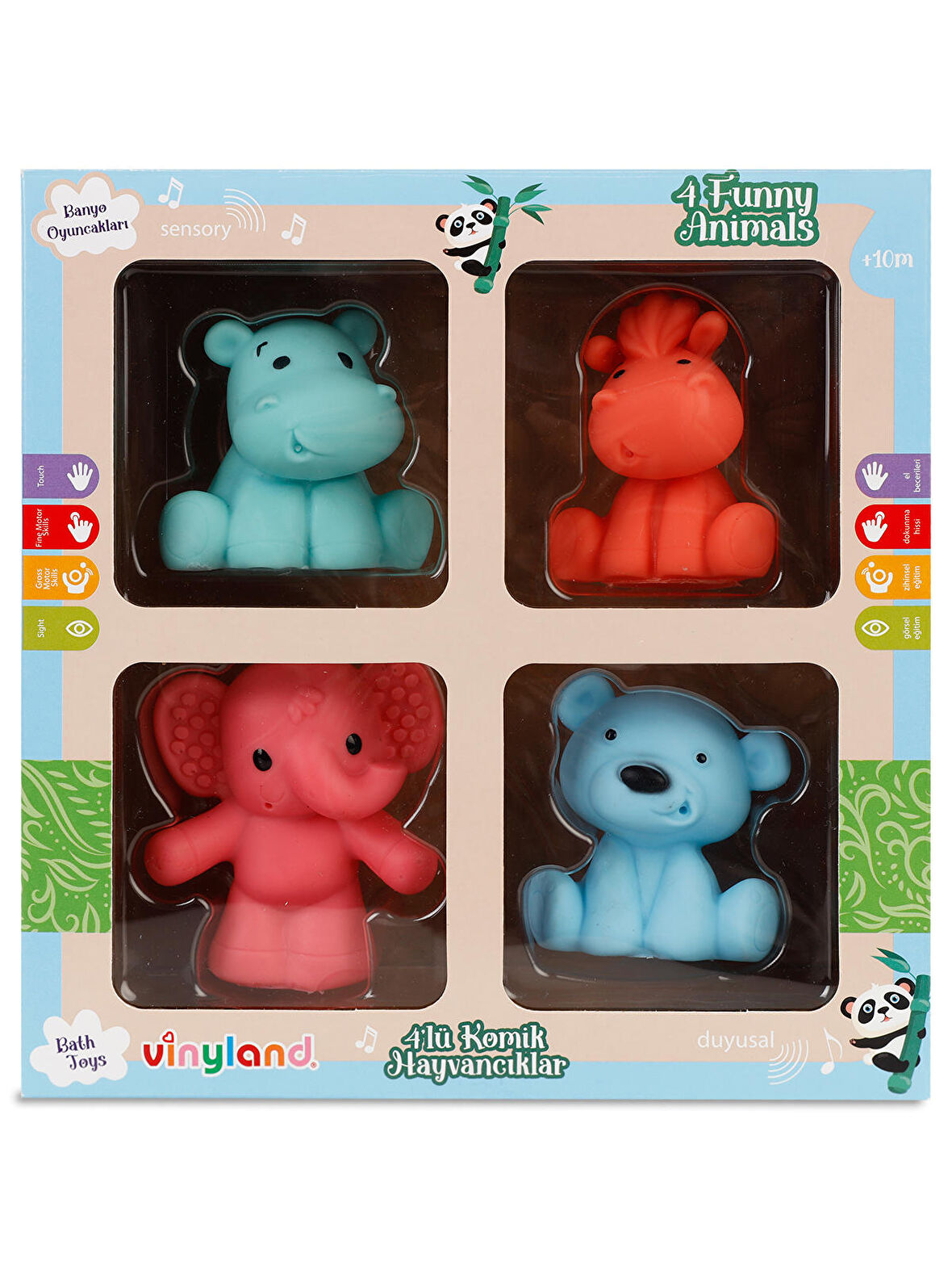 Vinyland 4'lü Komik Hayvancıklar Banyo Oyuncakları 2 Renkli